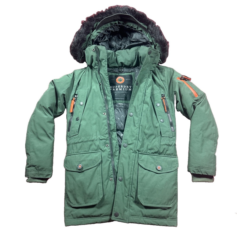 Superdry Premium 9010 Duck Down Parka Jacket Coat Men's Small Green *Read* Women
